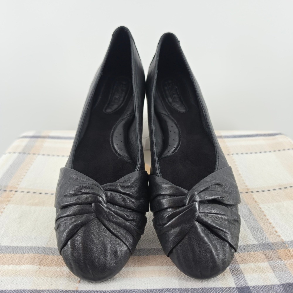 Born Julianne Black Leather Twisted Knot Ballet Flats Womens 10M W32114